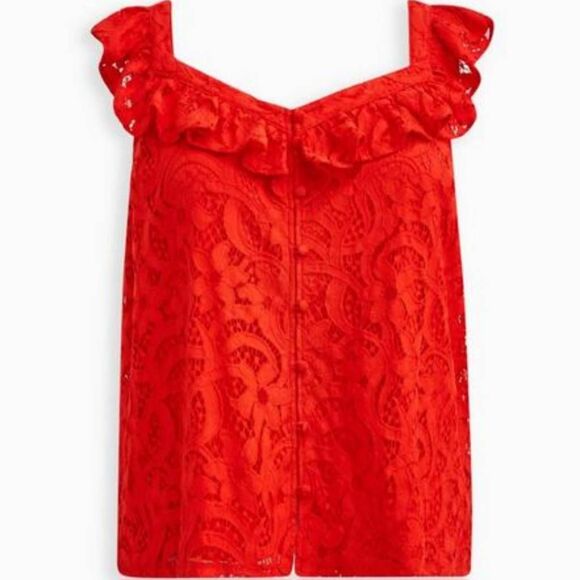 NWT Torrid Plus Size 2X 18-20 Lace Ruffle Cami Blouse Top - Picture 5 of 6